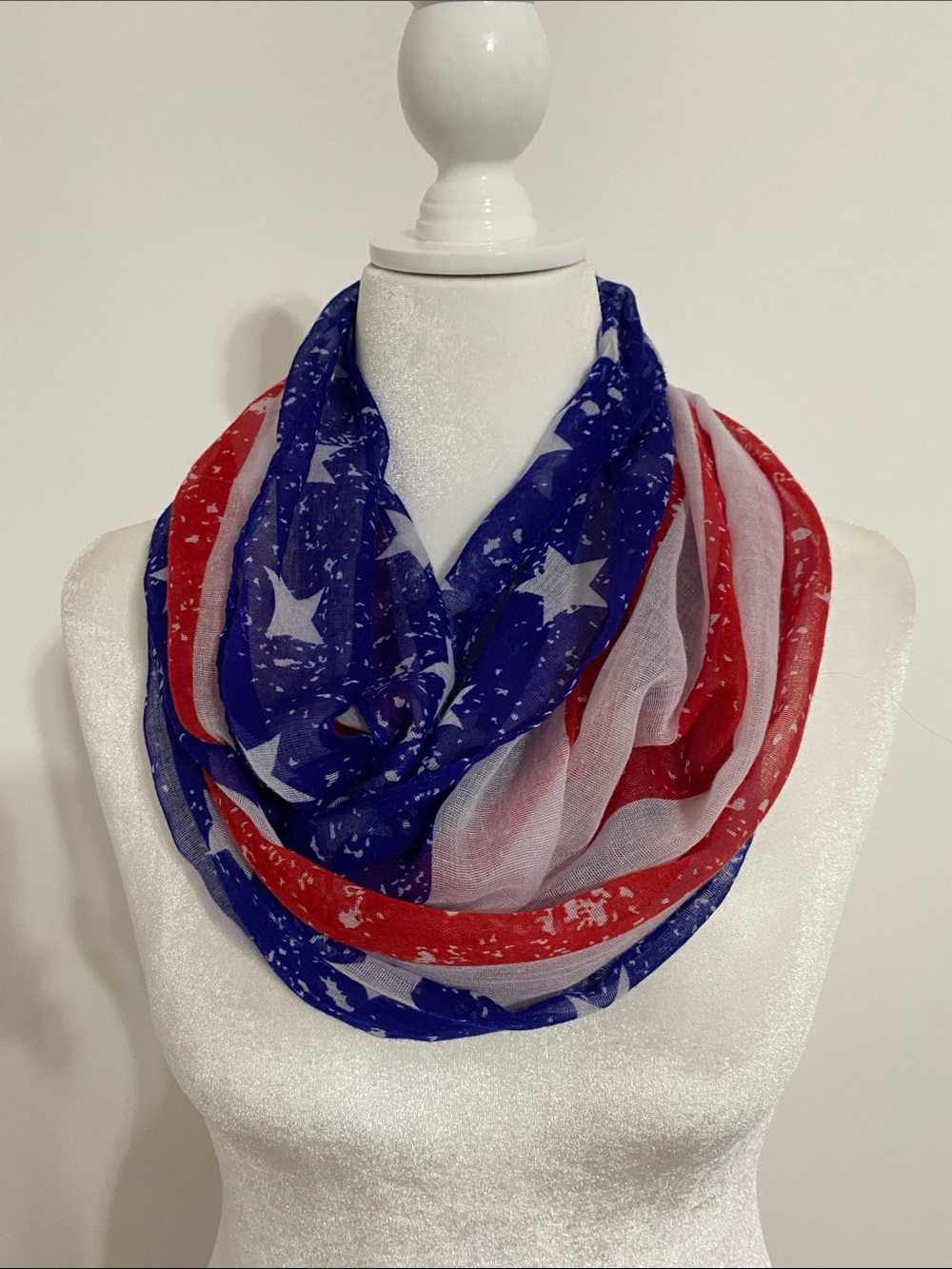 Red White and Blue Stars & Stripes Infinity Scarf